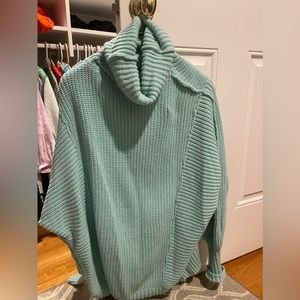 Free People Light Turquoise Chunky Turtleneck Tunic
